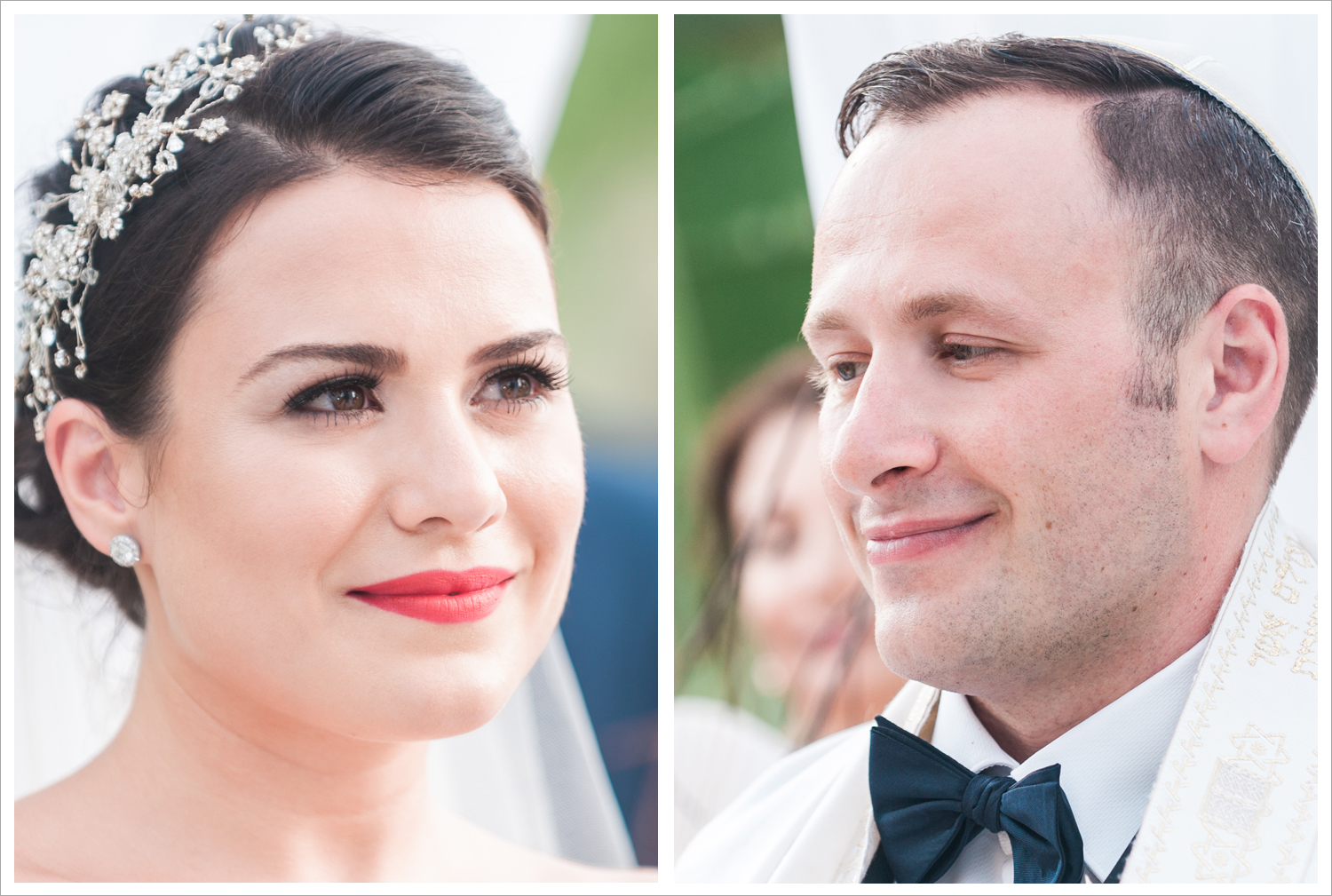 Bride and groom's faces during wedding ceremony at Paradisus PalmaReal