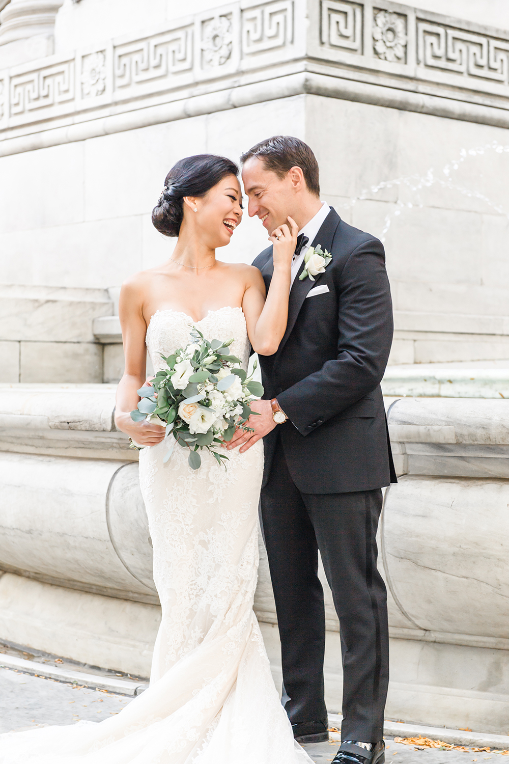 Wedding couple bride and groom photo session new york public library